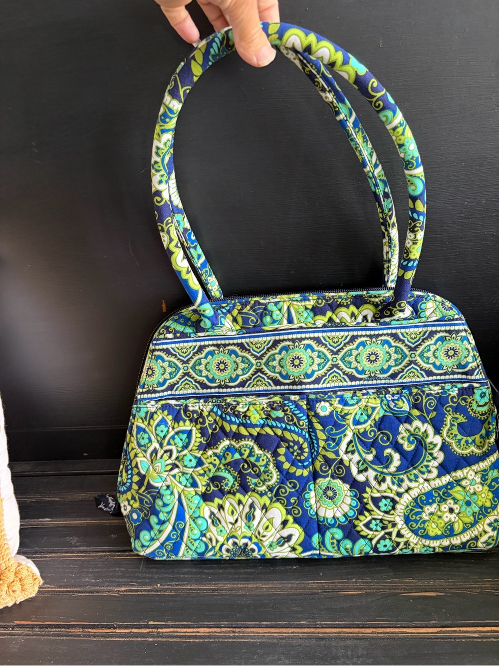 Vera Bradley Floral Paisley Shoulder Bag in Navy & Lime
